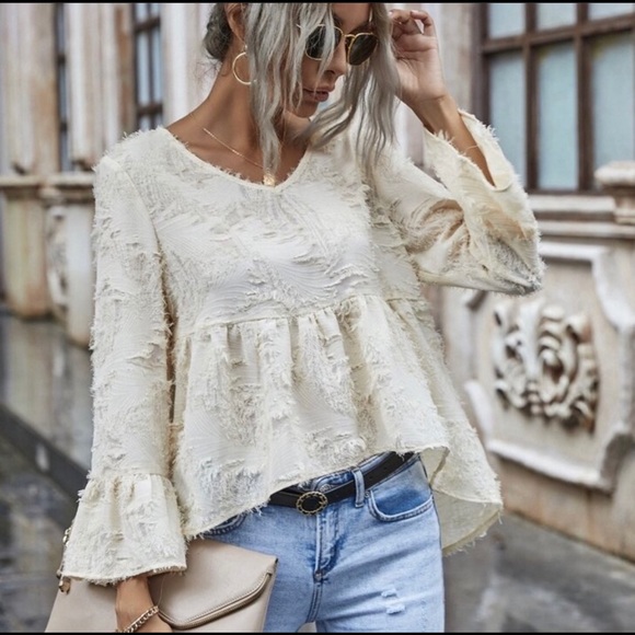 FINAL MARK-DOWN Cream High Low Top - Picture 2 of 6